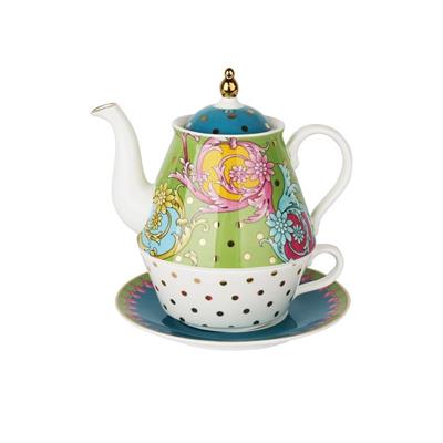 Lucky Art Estelle Bone Tek Kısılık Demlık & Fıncan Set