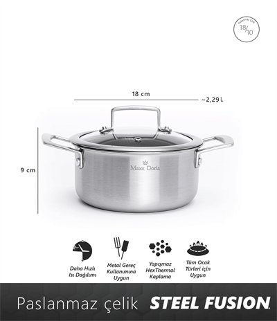 Maxx Doria Steel Fusion 18 Cm Derin Tencere Pa3017