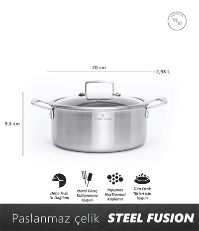 Maxx Doria Steel Fusion 20 Cm Derin Tencere Pa3018
