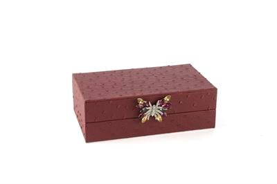 Mikasa Bordo Kelebek Kulplu Deri Kutu 20X12X7Cm