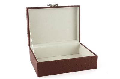 Mikasa Bordo Kelebek Kulplu Deri Kutu 25X18X9Cm