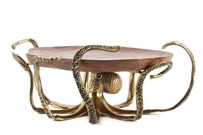 Mikasa Gold Ahtapot Metal Ayaklı Dek Ahşap Tabak 43X19Cm