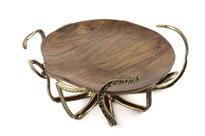 Mikasa Gold Ahtapot Metal Ayaklı Dek Ahşap Tabak 43X19Cm