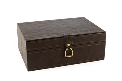 Mikasa Kahve Gold Kulplu Deri Kutu 26X19X10 Cm