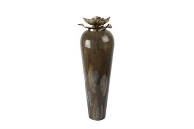 Mikasa Kahverengi Boyalı Cam Gold Çiçek Figür 78X22 Cm