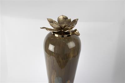 Mikasa Kahverengi Boyalı Cam Gold Çiçek Figür 78X22 Cm