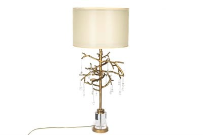 Mikasa Krem Şapkalı Gold Taşlı Abajur 40X103 Cm