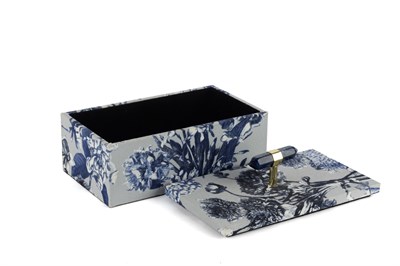 Mikasa Lacivert Çiçek Kumaşlı Doğal Taş Kutu 23x10x13cm