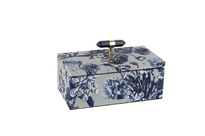 Mikasa Lacivert Çiçek Kumaşlı Doğal Taş Kutu 23x10x13cm