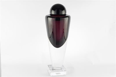 Mikasa Mor Kapaklı Cam Obje 17x43cm