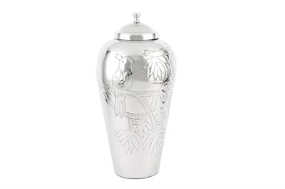 Mikasa Silver Kapaklı Metal Vazo 25X51Cm