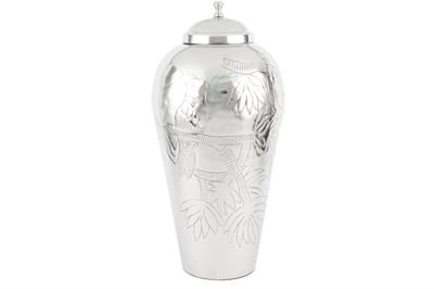 Mikasa Silver Kapaklı Metal Vazo 30X60Cm