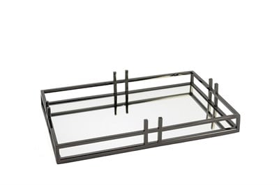 Mikasa Siyah Metal Aynalı Tepsi 41x26x7cm
