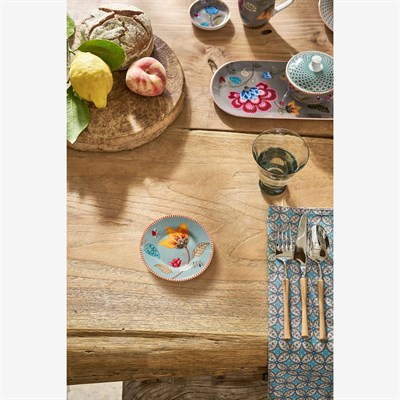 Pip Studio Fantasy Blooming Tales Mavi Porselen Petit Four Tabağı 12 Cm