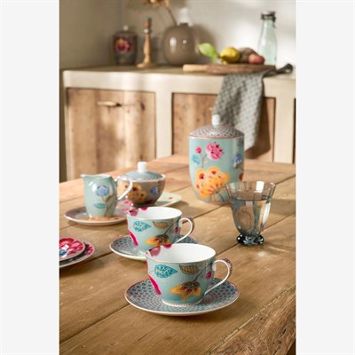 Pip Studio Fantasy Blooming Tales Mavi Porselen Çay Fincan Seti 280 Ml