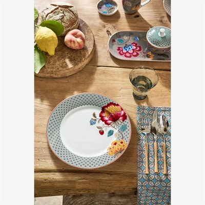 Pip Studio Fantasy Blooming Tales Mavi Porselen Yemek Tabağı 26,5 Cm