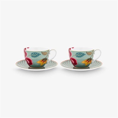 Pip Studio Fantasy Blooming Tales Mavi Porselen Çay Fincan Seti 280 Ml