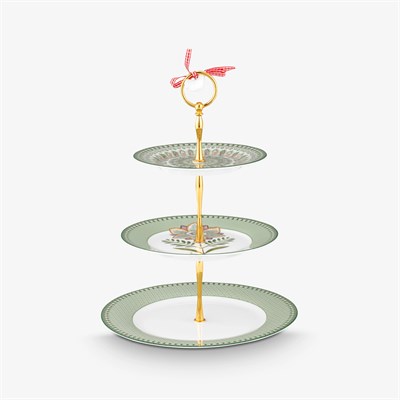 Pip Studio Lily & Lotus Eşil Porselen Kek Standı 26,5 Cm