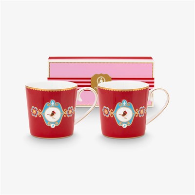 Pip Studio Love Birds Kırmızı Porselen Kupa Seti 150 Ml