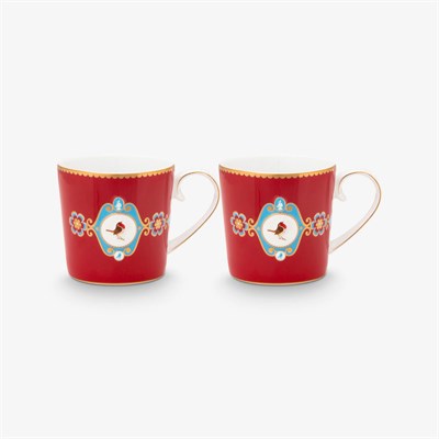 Pip Studio Love Birds Kırmızı Porselen Kupa Seti 150 Ml