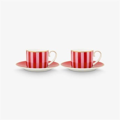 Pip Studio Love Birds Kırmızı Porselen Kahve Fincan Seti 90 Ml