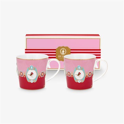 Pip Studio Love Birds Kırmızı Porselen Kupa Seti 250 Ml