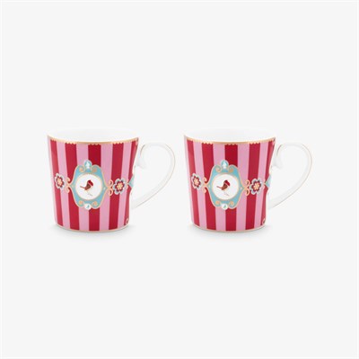 Pip Studio Love Birds Kırmızı Porselen Kupa Seti 250 Ml