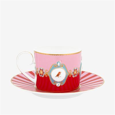 Pıp Studıo Love Birds Kırmızı/Pembe Madalyon Desenli Çay Fincanı 200 Ml