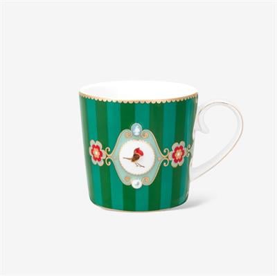 Pıp Studıo Love Birds Yeşil Çizgili Madalyon Desenli Mug 250 Ml