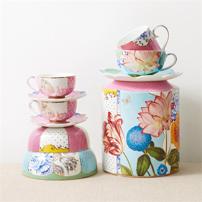 Pıp Studıo Royal Beyaz / Mavi Çiçek Desenli Büyük Küp