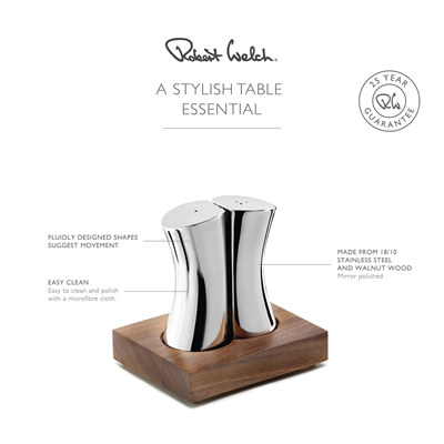 Robert Welch Drıft (br) V Salt & Pepper Shakers Wıth Walnut Base