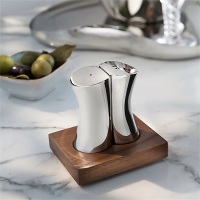 Robert Welch Drıft (br) V Salt & Pepper Shakers Wıth Walnut Base