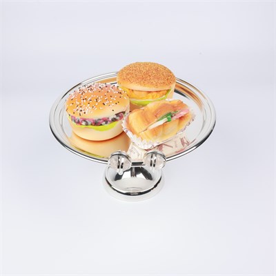 Select Dt Cake Stand 24X14 Cm Beyaz-Siyah Taş