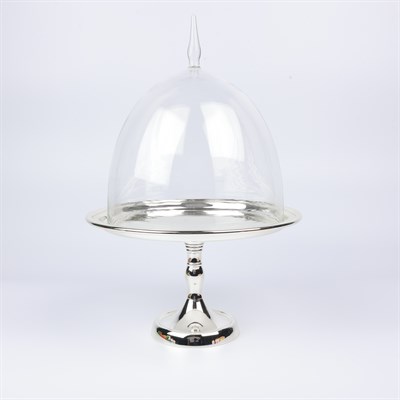 Select Gümüş Cam Kapaklı Ayaklı Pastalık