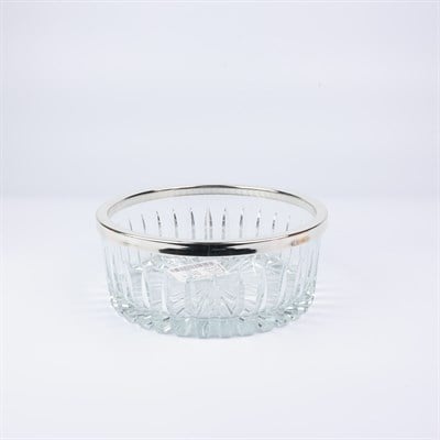 Select Gümüş Yayvan Kesme Cam Kase 19*8