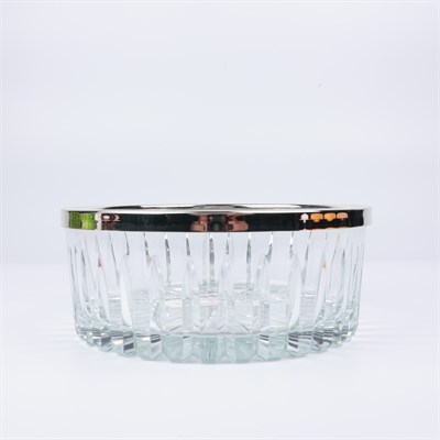 Select Gümüş Yayvan Kesme Cam Kase 19*8