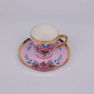 Select Mat Pembe Çiçek Desenli Kahve Finacı