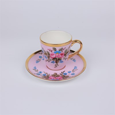 Select Mat Pembe Çiçek Desenli Kahve Finacı