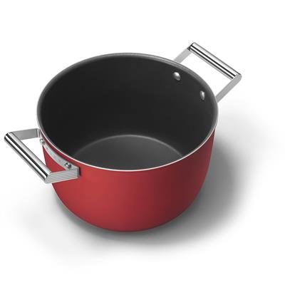 Smeg Cookware 50S Style Kırmızı Tencere Cam Kapaklı 26 Cm, 4.5Mm Taban Kalınlığı, 7,6 Lt