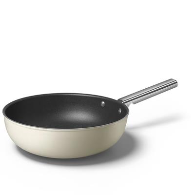 Smeg Cookware 50S Style Krem Wok Tava 30 Cm 4.5Mm Taban Kalınlığı, 5,2Ltlt
