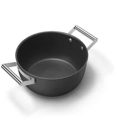 Smeg Cookware 50S Style Siyah Tencere Cam Kapaklı 24 Cm, 4.5Mm Taban Kalınlığı, 4,6 Lt Hacim