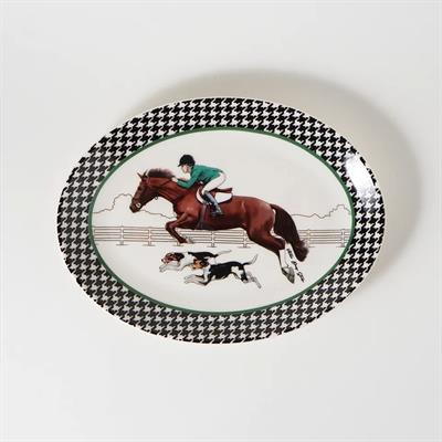 Vitelli Equestrian Yeşil Ceket 21 Cm Porselen Kayık Tabak