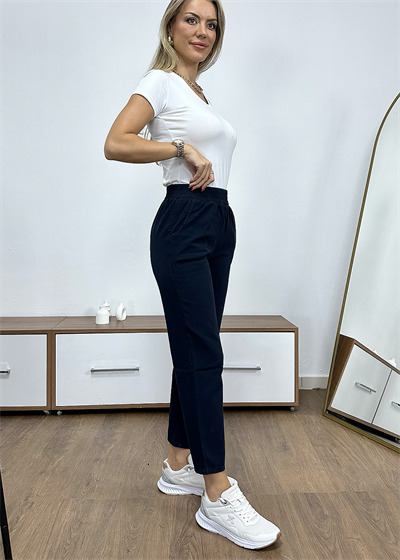 Beli Lastikli Gabardin Pantolon - Lacivert