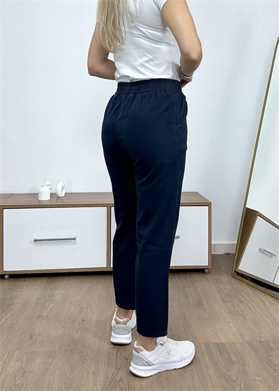 Beli Lastikli Gabardin Pantolon - Lacivert