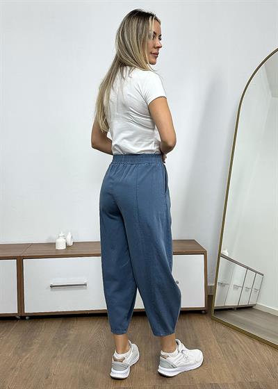 Dar Paça Şalvar Model Gabardin Pantolon - İndigo