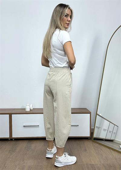 Dar Paça Şalvar Model Gabardin Pantolon - Taş