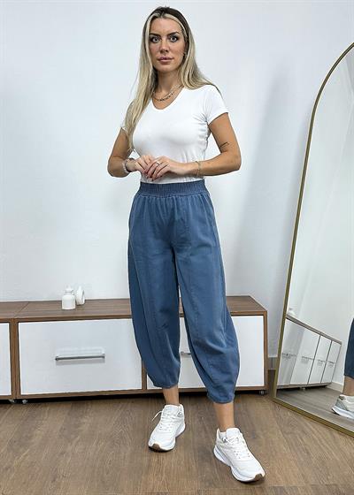 Dar Paça Şalvar Model Gabardin Pantolon - İndigo