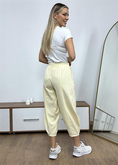 Dar Paça Şalvar Model Gabardin Pantolon - Sarı
