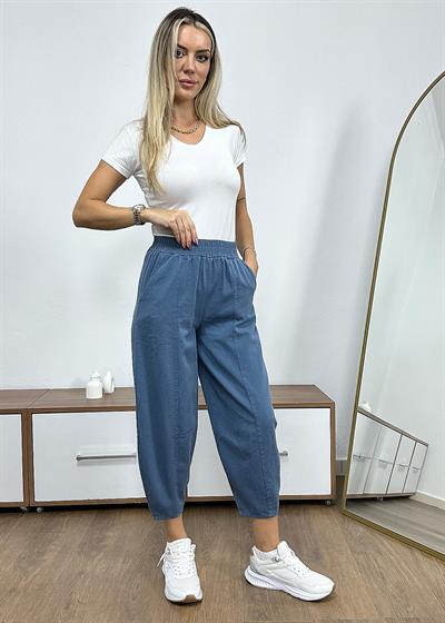 Dar Paça Şalvar Model Gabardin Pantolon - İndigo