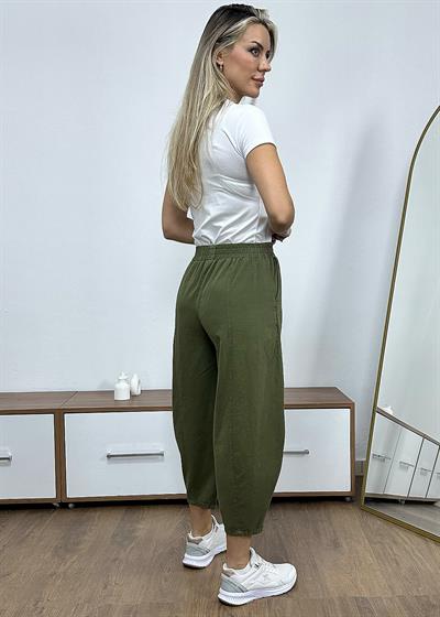 Dar Paça Şalvar Model Gabardin Pantolon - Haki